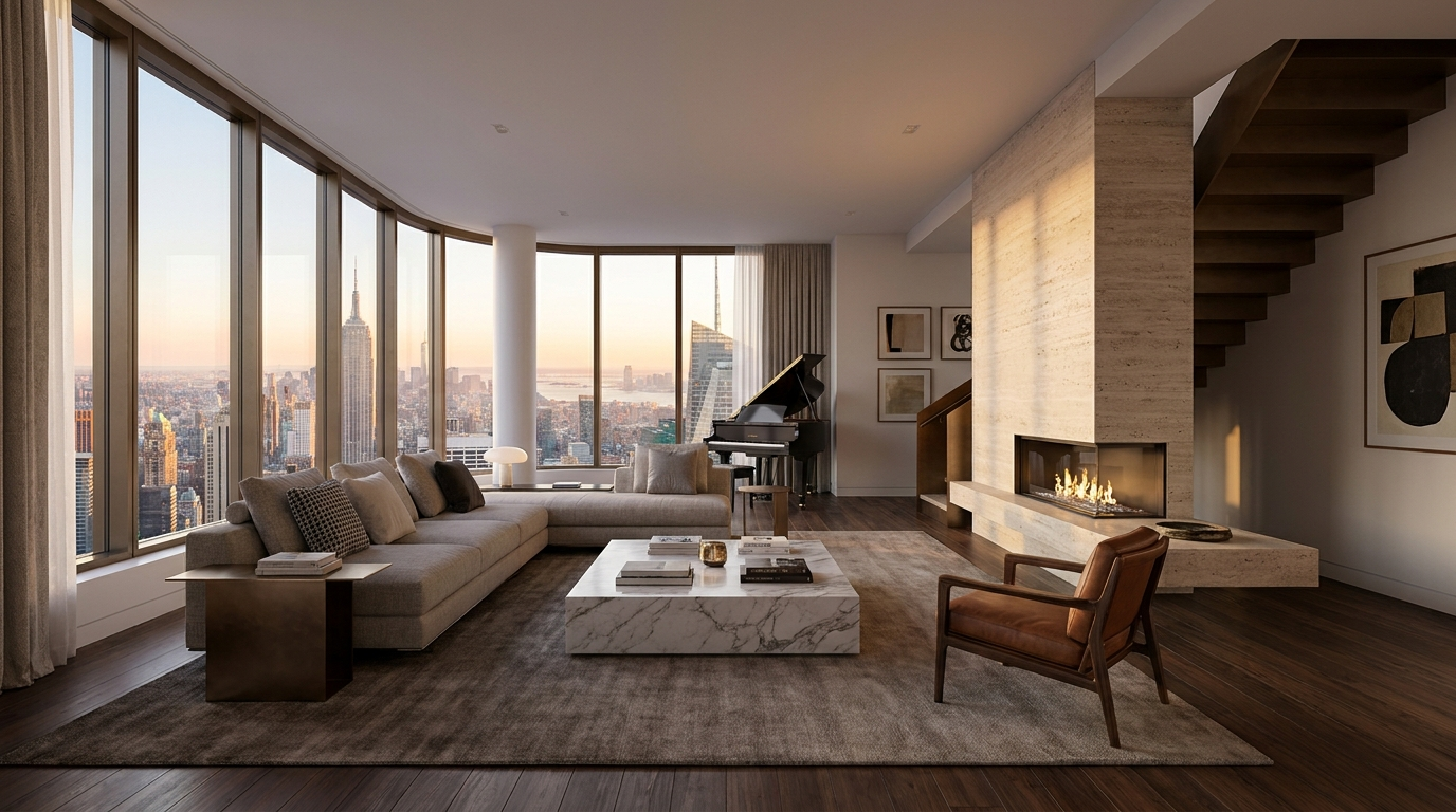 Photorealistic city penthouse rendering