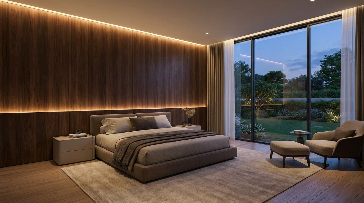 Evening bedroom rendering